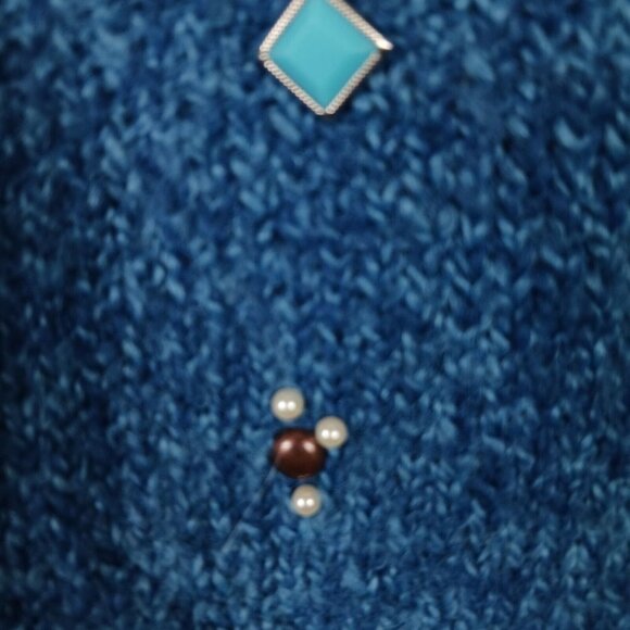 Vintage Lady Lilly Cardigan Embellished Bejeweled Knit Sweater Blue Size 2X - Picture 6 of 9